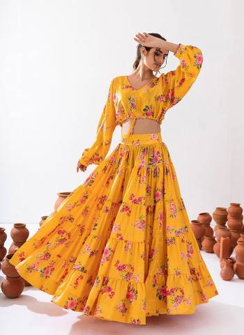 Attrective Looking These Beautiful Looking Readymade Crop Top With Lahenga.These Top Are Air Tex Chinon Fabricated With Air Tex Chinon Lahenga.Its Beautified With Designer Floral Printed.