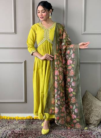 Garb These Beautiful Looking Readymade Suits.These Top And Bottom Are Viscose Chanderi And Dupatta Nylon Taby Fabricated.Its Beautified With Designer Embroidery Work.