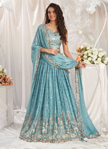 Attrective Looking This Partywear Fine Color Fancy Heavy Designer Choli And Lahenga Fabriced On Georgette And Dupatta Georgette In Fabricated Beautified With Attrective Designer Heavy Embroidery Work. Buy Now.