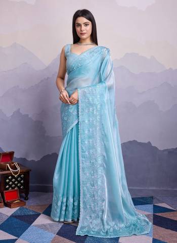 Looking These Party Wear Saree in Fine Colored.These Saree Are Jimmi Silk And Blouse is Art Silk Fabricated.Its Beautified With Designer Thread,Sequance Embroidery Work.