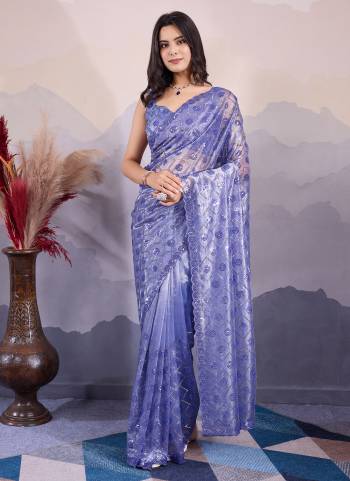 Garb These Party Wear Saree in Fine Colored.These Saree Are Twill Net And Blouse is Twill Net Fabricated.Its Beautified With Designer Sequance Embroidery Work.