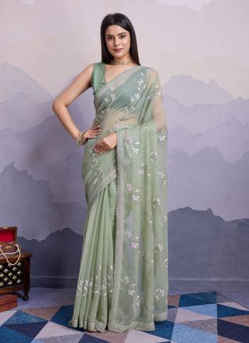 Attrective These Party Wear Saree in Fine Colored.These Saree Are Simmer Chiffon And Blouse is Art Silk Fabricated.Its Beautified With Designer Sequance Embroidery Work.