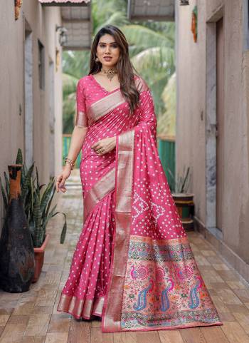 Attrective These Festive Wear Saree in Fine Colored.These Saree And Blouse is Fabricated On Dola Silk.Its Beautified With Wevon Jari Pallu Border Designer With Bandhej Printed.