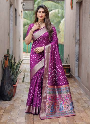 Attrective These Festive Wear Saree in Fine Colored.These Saree And Blouse is Fabricated On Dola Silk.Its Beautified With Wevon Jari Pallu Border Designer With Bandhej Printed.