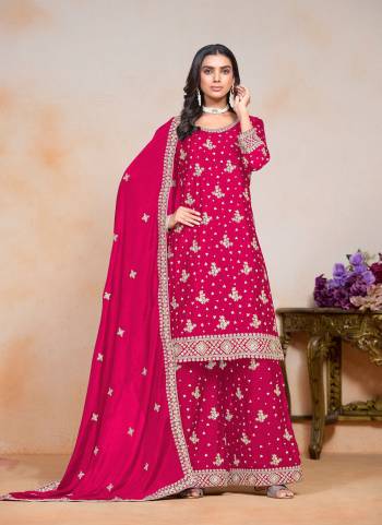 Looking These Designer Paty Wear Plazzo Suit in Fine Colored Pair With Bottom And Dupatta.These Top Are Chinon And Dupatta Are Fabricated On Chinon Pair With Chinon Bottom.Its Beautified With Santoon Inner.Its Beautified With Designer Sequance Embroidery Work.