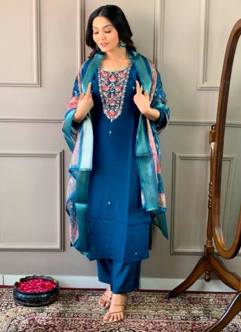 Attrective These Suit in Fine Colored Pair With Bottom And Dupatta.These Top And Bottom Are Fabricated On Viscose Chanderi Pair With Jacquard Dupatta.Its Beautified With Designer Embroidery Work.