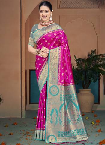 Garb These Fastive Wear Saree in Fine Colored.These Saree And Blouse is Fabricated On Silk.Its Beautified With Weavon Jacquard Designer.