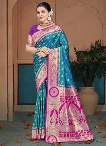 Garb These Fastive Wear Saree in Fine Colored.These Saree And Blouse is Fabricated On Silk.Its Beautified With Weavon Jacquard Designer.