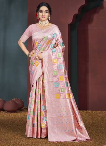 Looking These Fastive Wear Saree in Fine Colored.These Saree And Blouse is Fabricated On Cotton.Its Beautified With Weavon Jacquard Designer.