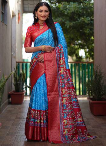 Looking These Party Wear Saree in Fine Colored.These Saree And Blouse is Fabricated On Dola Silk.Its Beautified With Wevon Border Designer With Digital Kalamkari,Bandhej Printed.