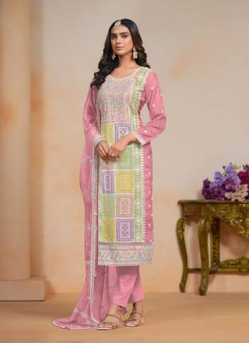 Garb These Beautiful Looking Fine Color Suits.These Top And Dupatta Are Organza And Bottom Santoon Fabricated.Its Beautified With Designer Embroidery Work.