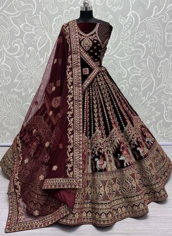 For A Fancy Designer Look,Grab These Lehenga Choli With 2 Dupatta in Fine Colored.These Lehenga And Choli Are Velvet And Dupatta Are Fabricated On Soft Net & Velvet Pair.Its Beautified With Designer Sequance,Multy Thread,Dori,Jari Embroidery With Diamond Work.