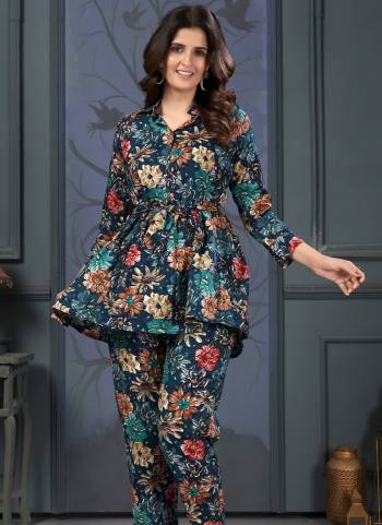 Attrective These Beautiful Looking Readymade Co Ord Top With Bottom Set.These Top And Bottom is Fabricated On Rayon.Its Beautified With Designer Printed With Pocket In Bottom.