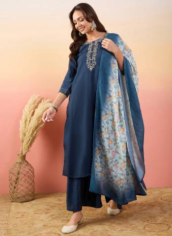 Attrective These Beautiful Looking Readymade Top Bottom With Dupatta.These Top And Bottom is Fabricated On Silk And Silk Blend Dupatta.Its Beautified With Designer Embroidery Work.