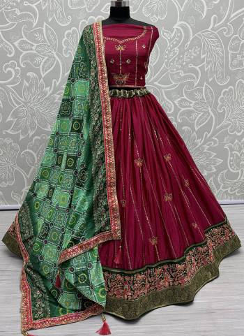 For A Fancy Designer Look,Grab These Lehenga Choli With Dupatta in Fine Colored.These Lehenga And Choli Are Silk And Dupatta Are Fabricated On Georgette Pair.Its Beautified With Designer Double Sequance,Thread Embroidery Work With Printed Dupatta.