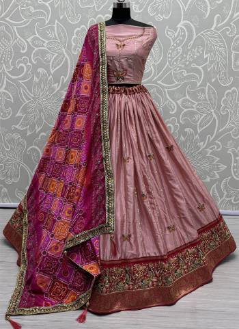 For A Fancy Designer Look,Grab These Lehenga Choli With Dupatta in Fine Colored.These Lehenga And Choli Are Silk And Dupatta Are Fabricated On Georgette Pair.Its Beautified With Designer Double Sequance,Thread Embroidery Work With Printed Dupatta.