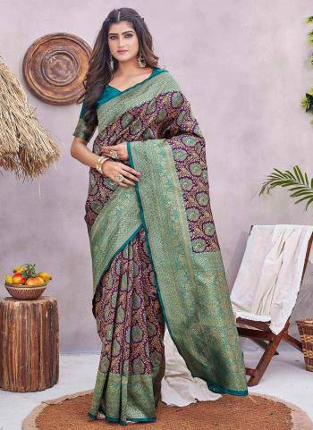 Attrective Look These Party Wear Saree in Fine Colored.These Saree And Blouse is Fabricated On Silk Blend.Its Beautified With Wevon Jacquard Designer.