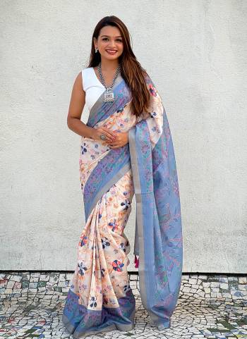 Looking These Party Wear Saree in Fine Colored.These Saree And Blouse is Fabricated On Tussar Silk.Its Beautified With Weaving Jari Border Designer With Kalamkari Digital Printed.