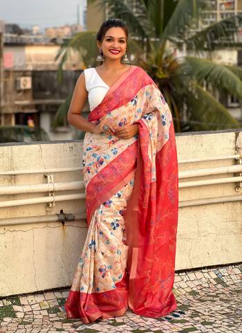 Looking These Party Wear Saree in Fine Colored.These Saree And Blouse is Fabricated On Tussar Silk.Its Beautified With Weaving Jari Border Designer With Kalamkari Digital Printed.