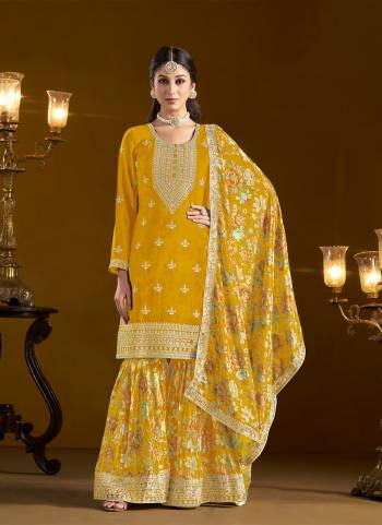 Garb These Beautiful Looking Fine Color Plazzo Suits.These Top Are Chinon And Dupatta Are Chinon And Bottom Chinon Fabricated.Its Beautified With Designer Printed, Embroidery Work.