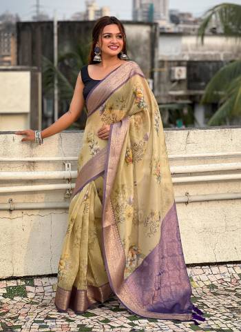 Looking These Party Wear Saree in Fine Colored.These Saree And Blouse is Fabricated On Crush Tissue.Its Beautified With Weaving Jari Border Pallu Designer With Floral Printed.