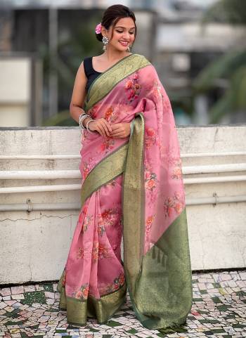 Looking These Party Wear Saree in Fine Colored.These Saree And Blouse is Fabricated On Crush Tissue.Its Beautified With Weaving Jari Border Pallu Designer With Floral Printed.