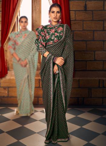 Look Attrective These Designer Party Wear Ready To Wear Saree With Blouse in Fine Colored.These Saree Are Georgette And Blouse Khadi is Fabricated.Its Beautified Designer Digital Printed With Lace Work.