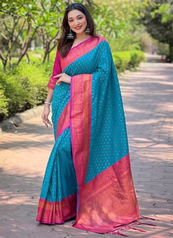 Attrective These Party Wear Saree in Fine Colored.These Saree And Blouse is Fabricated On Soft Silk.Its Beautified With Weaving Copper Jari Butti Designer.