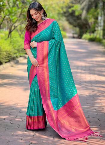 Attrective These Party Wear Saree in Fine Colored.These Saree And Blouse is Fabricated On Soft Silk.Its Beautified With Weaving Copper Jari Butti Designer.