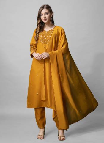 Attrective These Beautiful Looking Readymade Suits.These Top And Bottom is Fabricated On Cotton Blend And Silk Blend Dupatta.Its Beautified With Designer Embroidery Work .