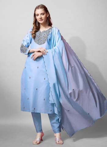 Attrective These Beautiful Looking Readymade Suits.These Top And Bottom is Fabricated On Cotton Blend And Silk Blend Dupatta.Its Beautified With Designer Embroidery Work .