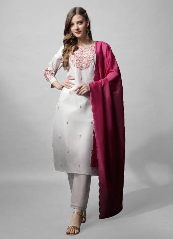 Attrective These Beautiful Looking Readymade Suits.These Top And Bottom is Fabricated On Cotton Blend And Silk Blend Dupatta.Its Beautified With Designer Embroidery Work .