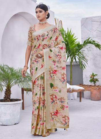 Looking These Saree in Fine Colored.These Saree And Blouse Is Linen Blend Fabricated.Its Beautified With Digital Printed Designer.