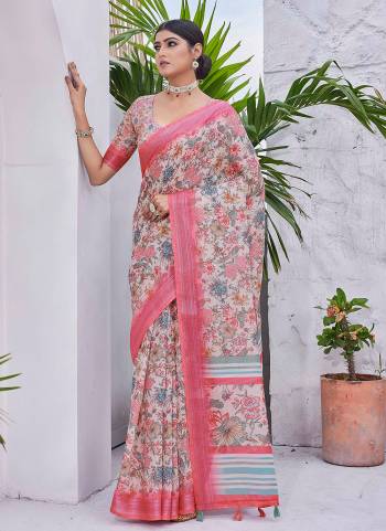 Looking These Saree in Fine Colored.These Saree And Blouse Is Linen Blend Fabricated.Its Beautified With Digital Printed Designer.