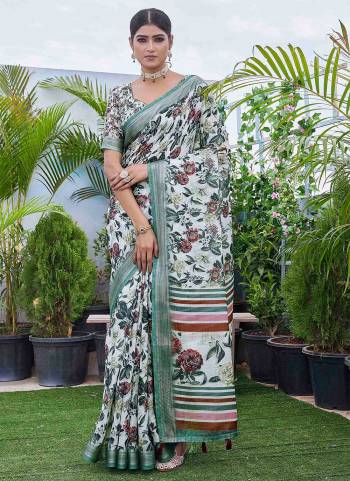 Looking These Saree in Fine Colored.These Saree And Blouse Is Linen Blend Fabricated.Its Beautified With Digital Printed Designer.