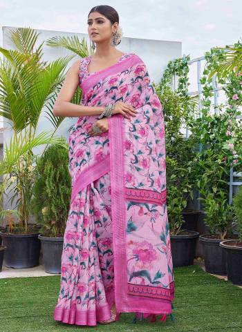 Looking These Saree in Fine Colored.These Saree And Blouse Is Linen Blend Fabricated.Its Beautified With Digital Printed Designer.