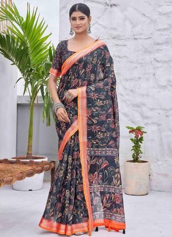 Looking These Saree in Fine Colored.These Saree And Blouse Is Linen Blend Fabricated.Its Beautified With Digital Printed Designer.