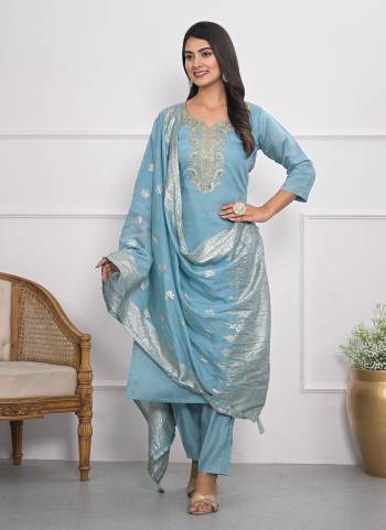 Attrective These Designer Suit in Fine Colored Pair With Bottom And Dupatta.These Top And Bottom Are Fabricated On Viscose Silk Pair With Jacquard Dupatta.Its Beautified With Designer Embroidery Work.