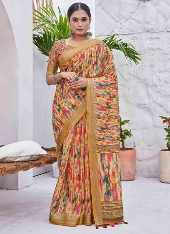 Looking These Saree in Fine Colored.These Saree And Blouse Is Linen Blend Fabricated.Its Beautified With Digital Printed Designer.