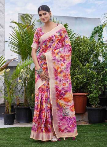 Looking These Saree in Fine Colored.These Saree And Blouse Is Linen Blend Fabricated.Its Beautified With Digital Printed Designer.