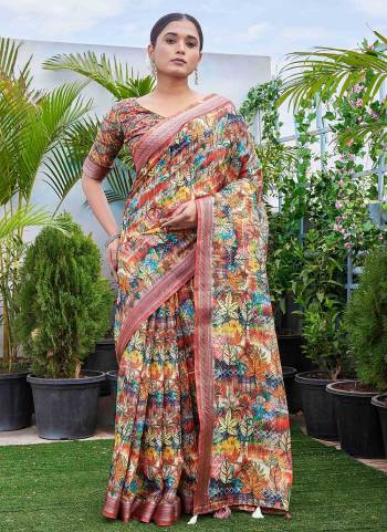 Looking These Saree in Fine Colored.These Saree And Blouse Is Linen Blend Fabricated.Its Beautified With Digital Printed Designer.