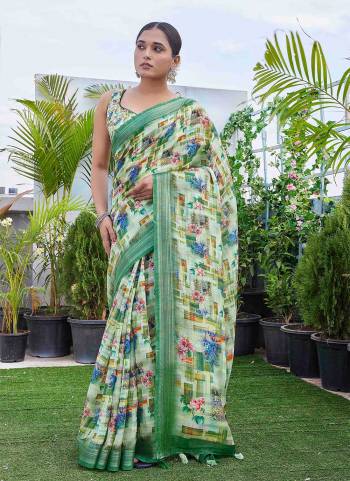 Looking These Saree in Fine Colored.These Saree And Blouse Is Linen Blend Fabricated.Its Beautified With Digital Printed Designer.