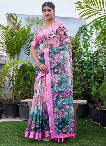 Looking These Saree in Fine Colored.These Saree And Blouse Is Linen Blend Fabricated.Its Beautified With Digital Printed Designer.