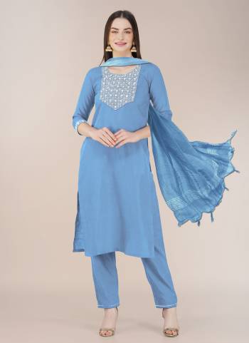 Garb These Beautiful Looking Readymade Suits.These Top And Bottom is Fabricated On Cotton Blend And Silk Blend Dupatta.Its Beautified With Designer Embroidery Work .