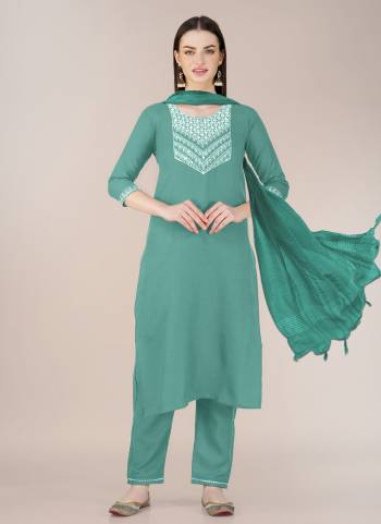 Garb These Beautiful Looking Readymade Suits.These Top And Bottom is Fabricated On Cotton Blend And Silk Blend Dupatta.Its Beautified With Designer Embroidery Work .