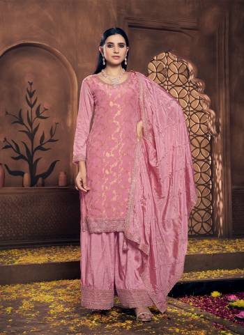 Attrective Looking These Plazzo Suit in Fine Colored Pair With Bottom And Dupatta.These Top Are Viscose Chinon And Dupatta Are Fabricated On Chinon Pair With Chinon Bottom.Its Beautified With Wevon Jacquard Designer, Embroidery Work.