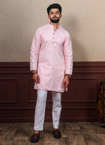 For A festive Wear,Grab These Readymade Kurta With Pyjama in Fine Colored.These Kurta is Fabricated On Khadi Silk And Art Silk Pyjama With Designer Chikankari Embroidery Work.Buy Now.