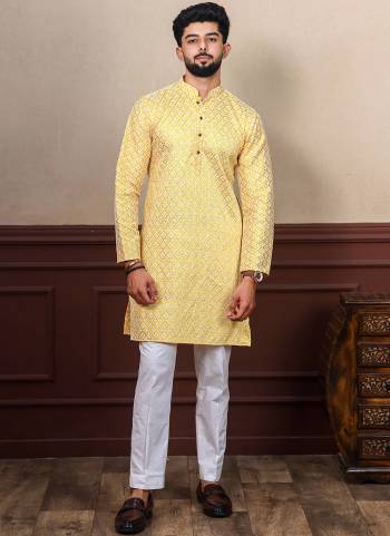 For A festive Wear,Grab These Readymade Kurta With Pyjama in Fine Colored.These Kurta is Fabricated On Khadi Silk And Art Silk Pyjama With Designer Chikankari Embroidery Work.Buy Now.