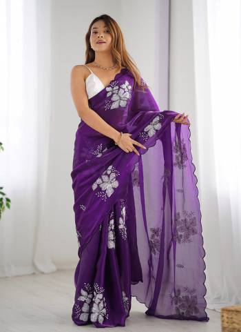 Looking These Party Wear Saree in Fine Colored.These Saree Are Jimmy choo And Blouse is Satin Silk Fabricated.Its Beautified With Designer Sequance Embroidery Work.