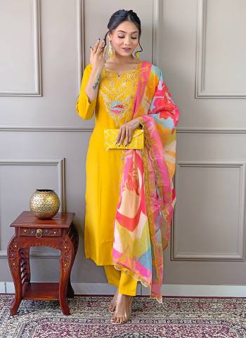 Attrective These Suit in Fine Colored Pair With Bottom And Dupatta.These Top And Bottom Are Fabricated On Viscose Pair With Silk Dupatta.Its Beautified With Designer Embroidery Work .